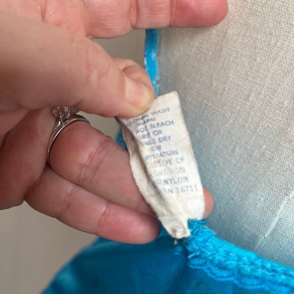 70s Lace Blue Ruffle Bodysuit Teddy Size Medium - Picture 6 of 11